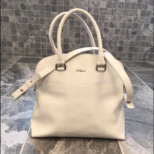 Leather  Furla Satchel with cross body 38” strap